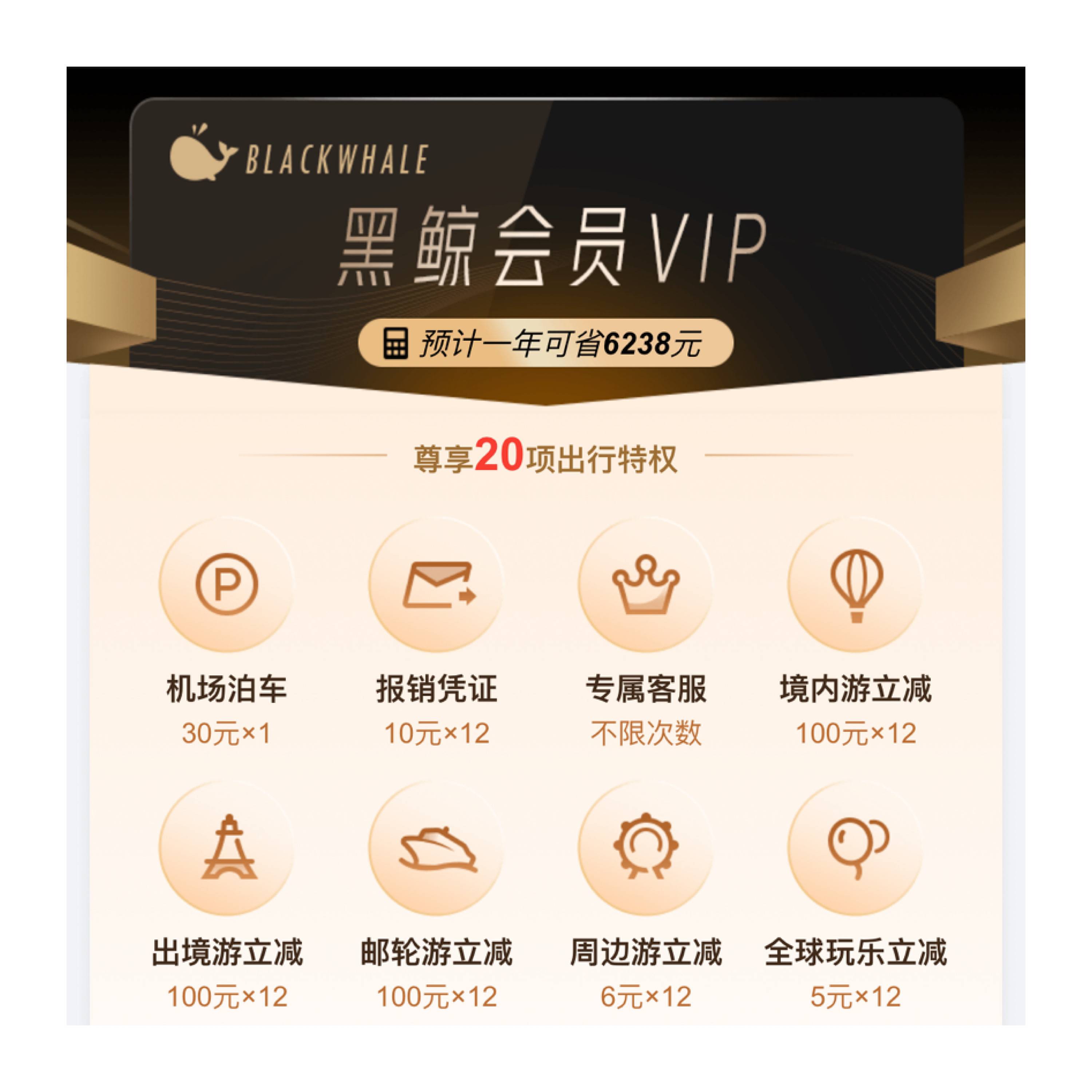 同程艺龙黑鲸会员年卡